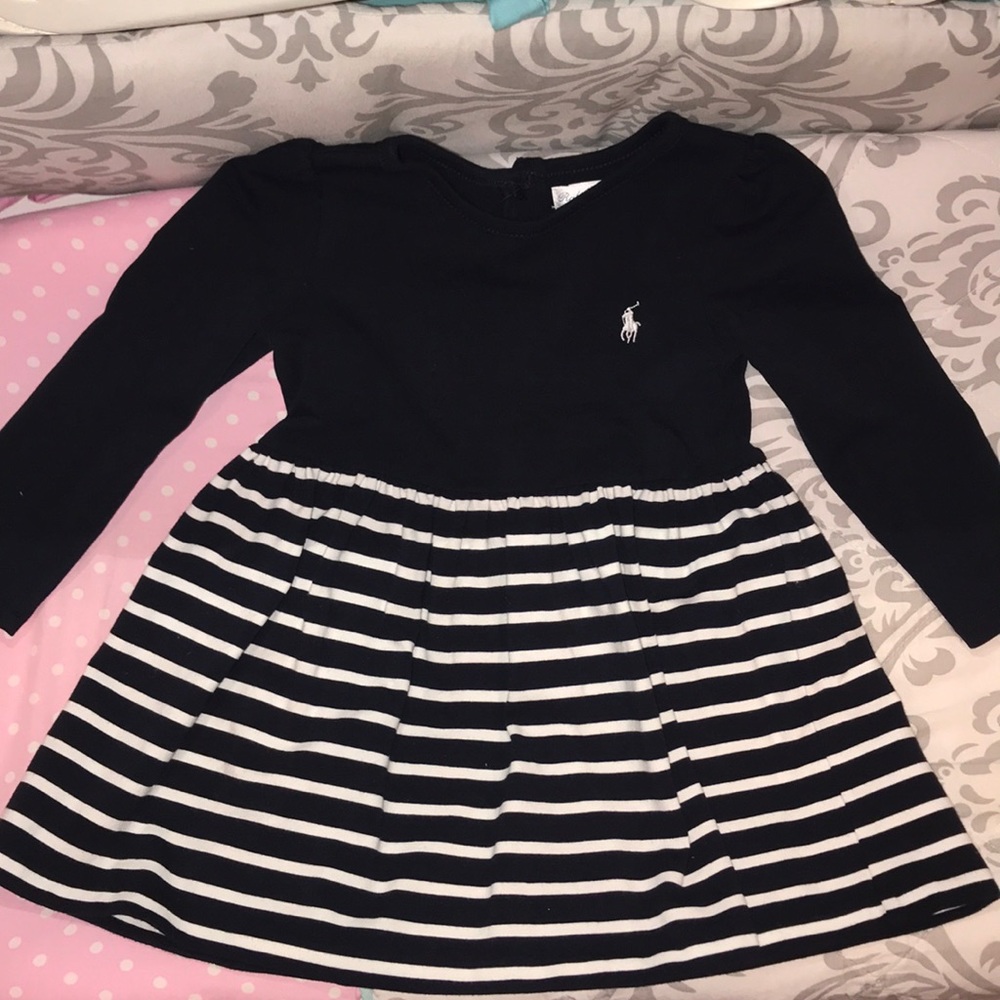 Ralph Lauren Navy Blue Striped Dress 24 months